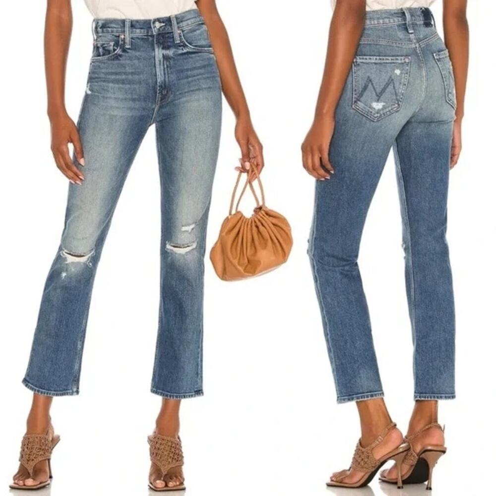 Mother Superior High Waisted Rider Ankle Straight Leg Jeans Beyond the Sky Sz 25